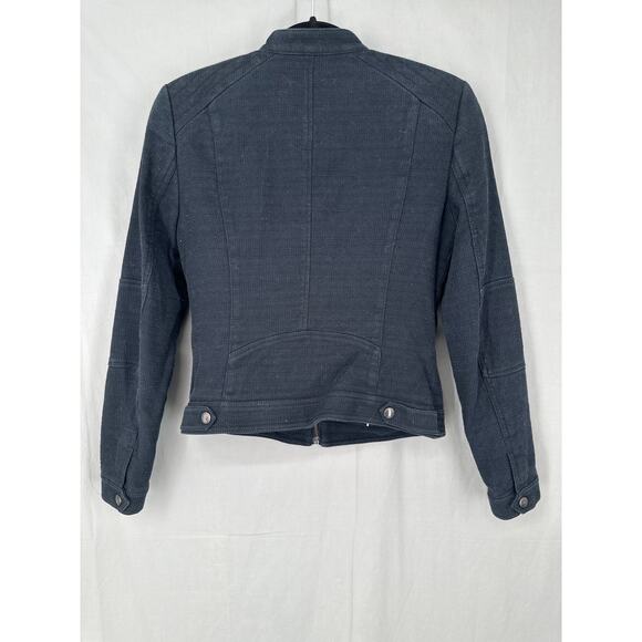 Banana Republic Jacket Womens Small 4 Black Moto Zip Cotton Boho Grunge - Picture 3 of 7